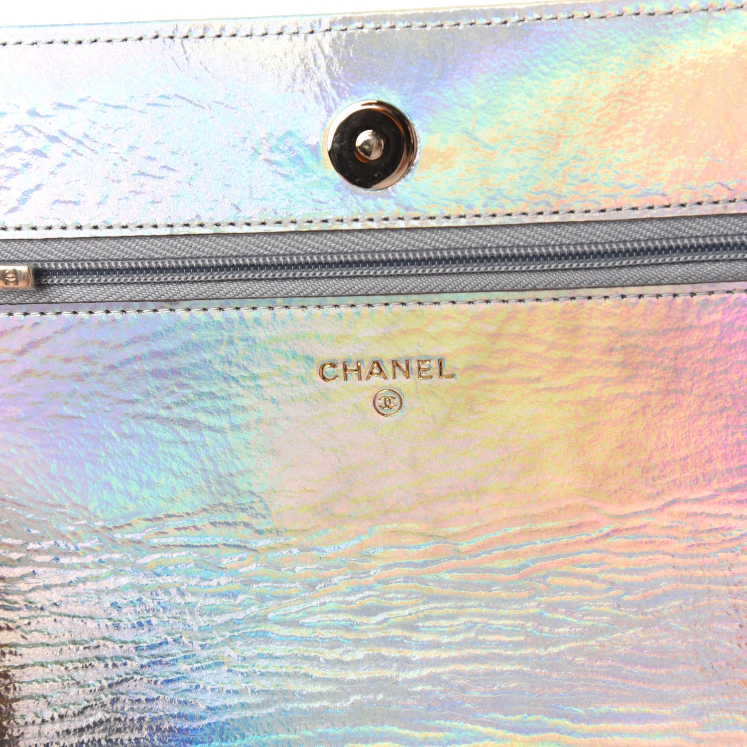 Chanel Iridescent Goatskin Quilted Wallet On Chain WOC Silver 8 of 12