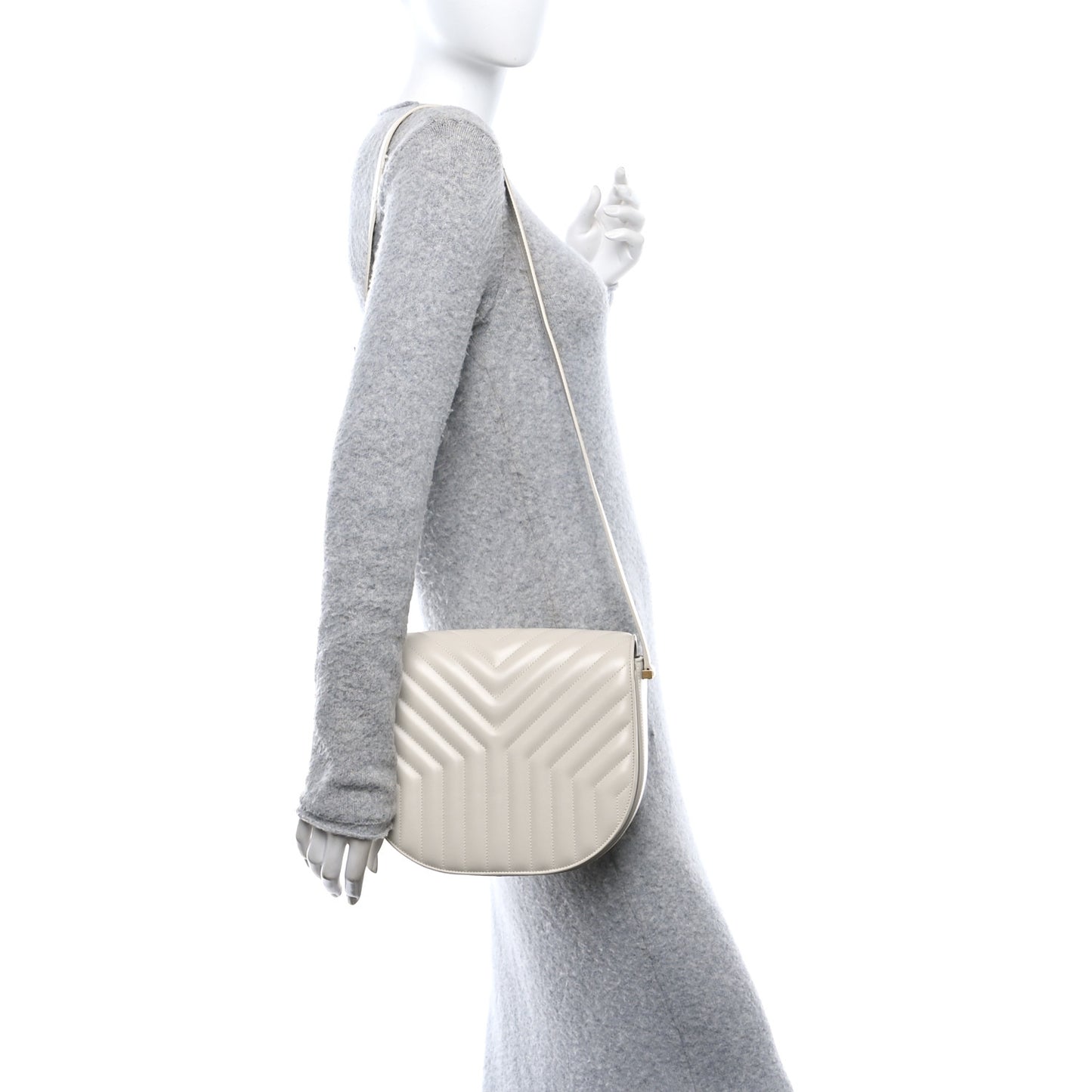 Calfskin Quilted Y Joan Satchel Crema Soft