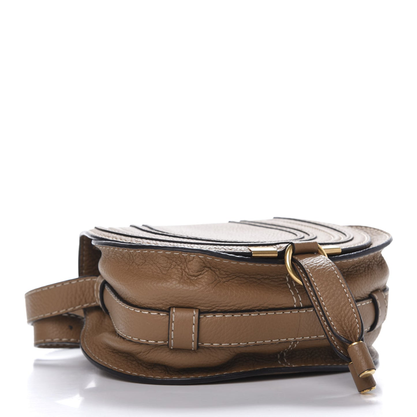 Calfskin Mini Marcie Round Crossbody Bag Nut