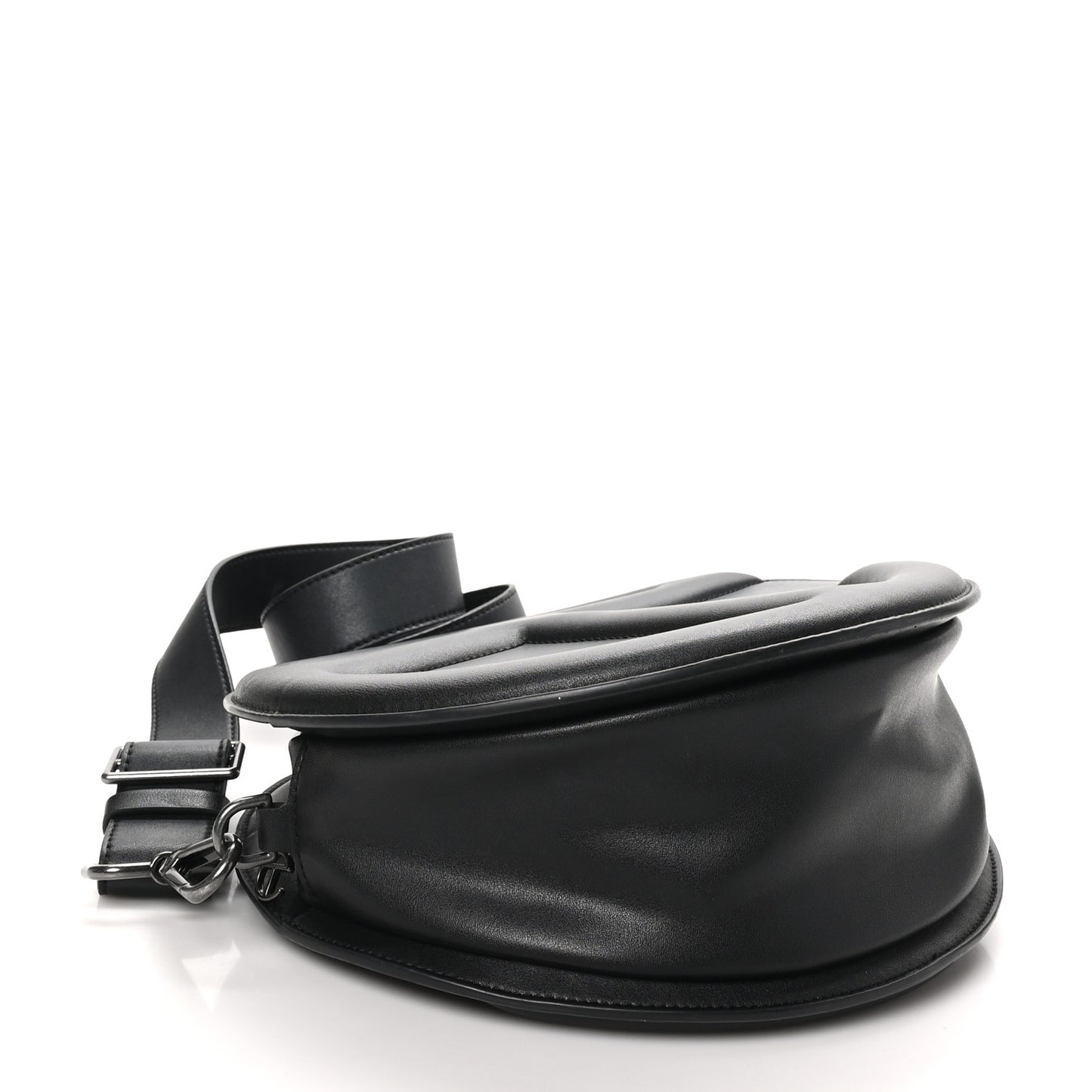 Vegan Leather Round Circle Bag Black