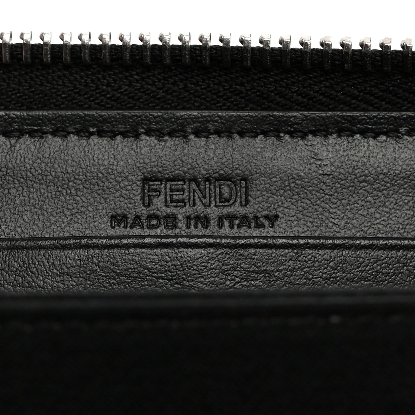 Glazed Fabric Vitello Liberty FF 1974 Diagonal Zip Around Wallet Tobacco Rosso Black