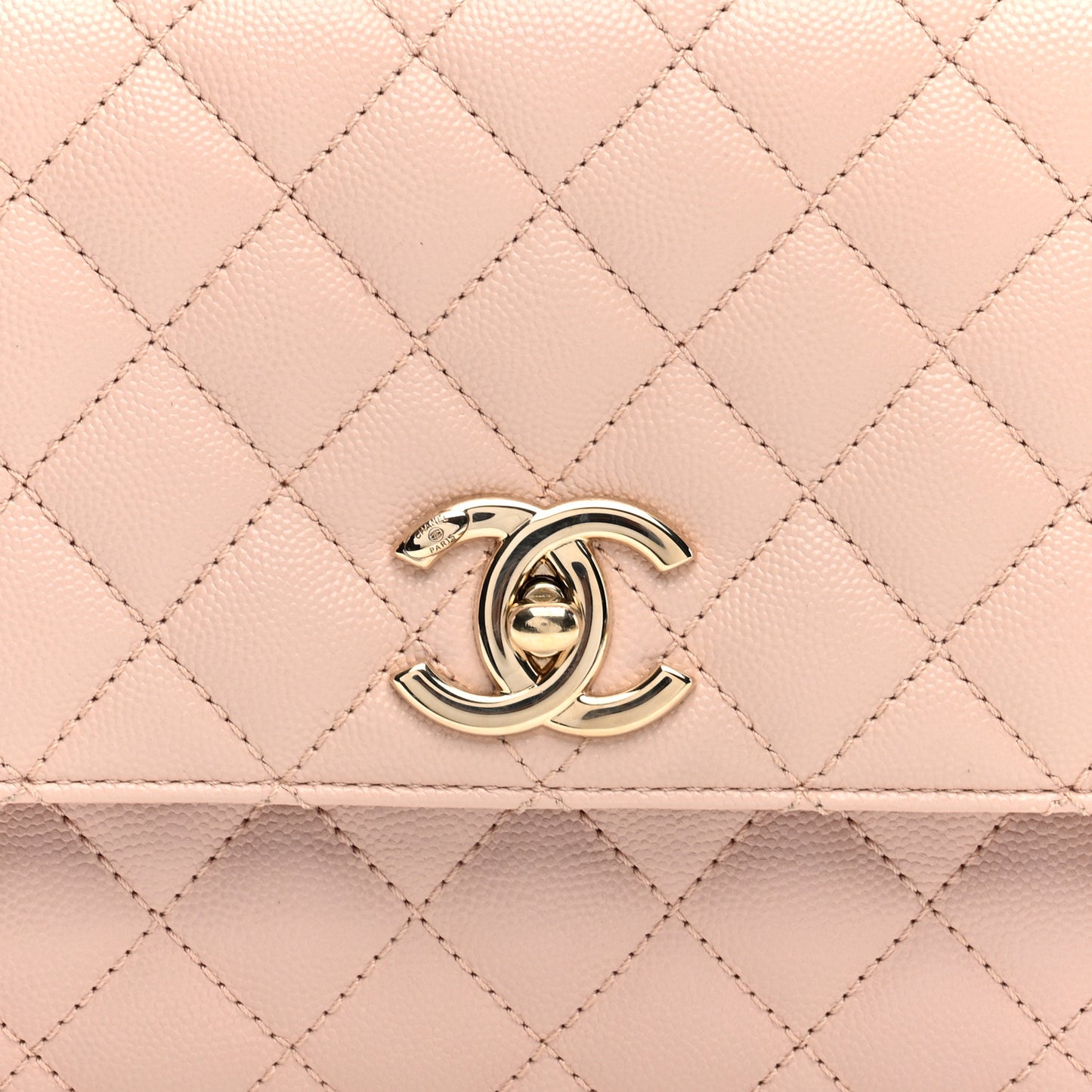 Caviar Quilted Small Coco Handle Flap Light Pink