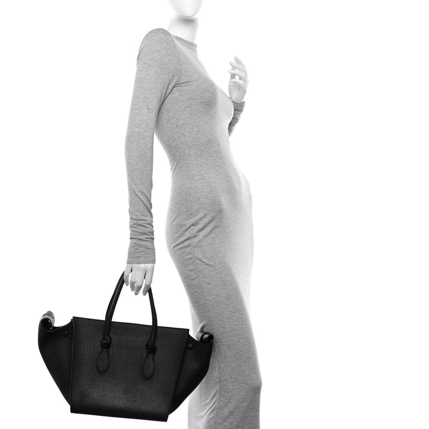 Crisped Calfskin Mini Tie Knot Tote Black