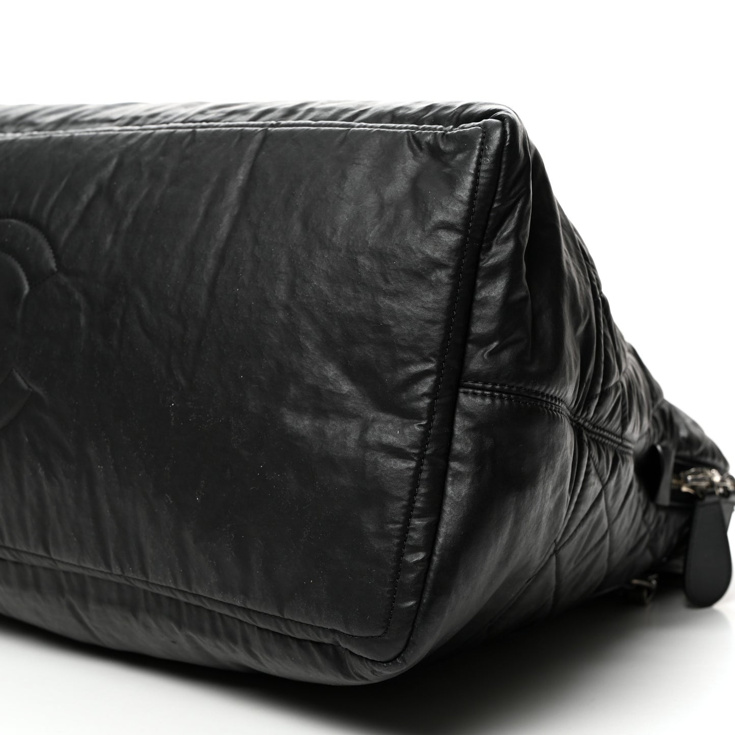 Coated Canvas Quilted Large Garment Travel Bag Black