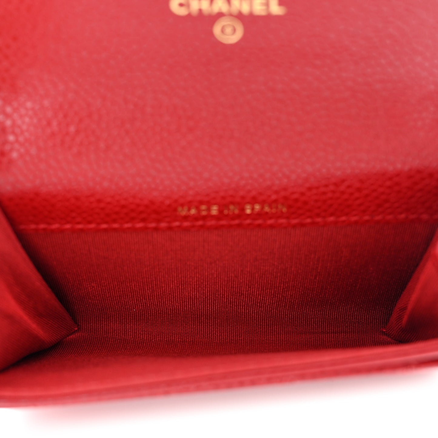 Caviar Quilted Boy Flap Card Holder Wallet Red