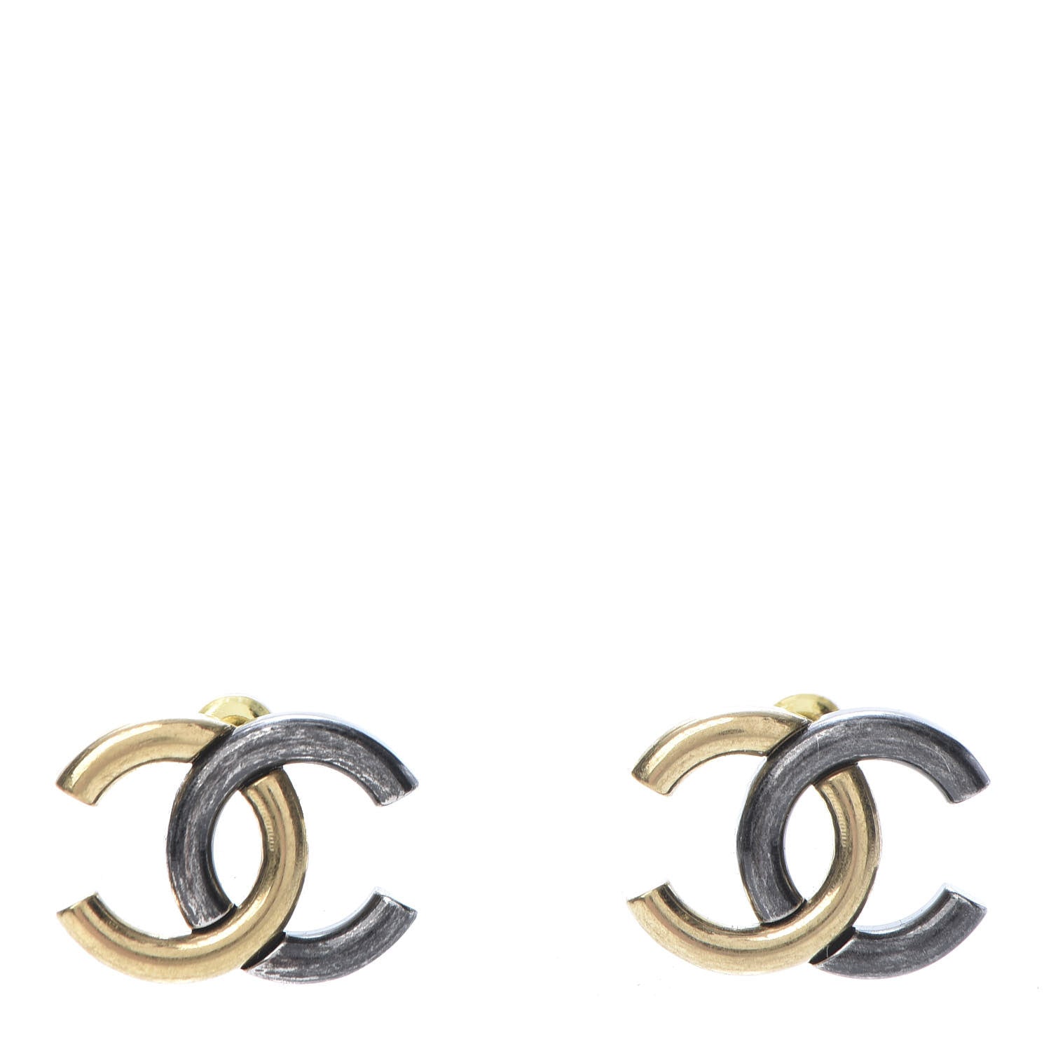 Chanel Metal CC Earrings Gold Ruthenium 1 of 5