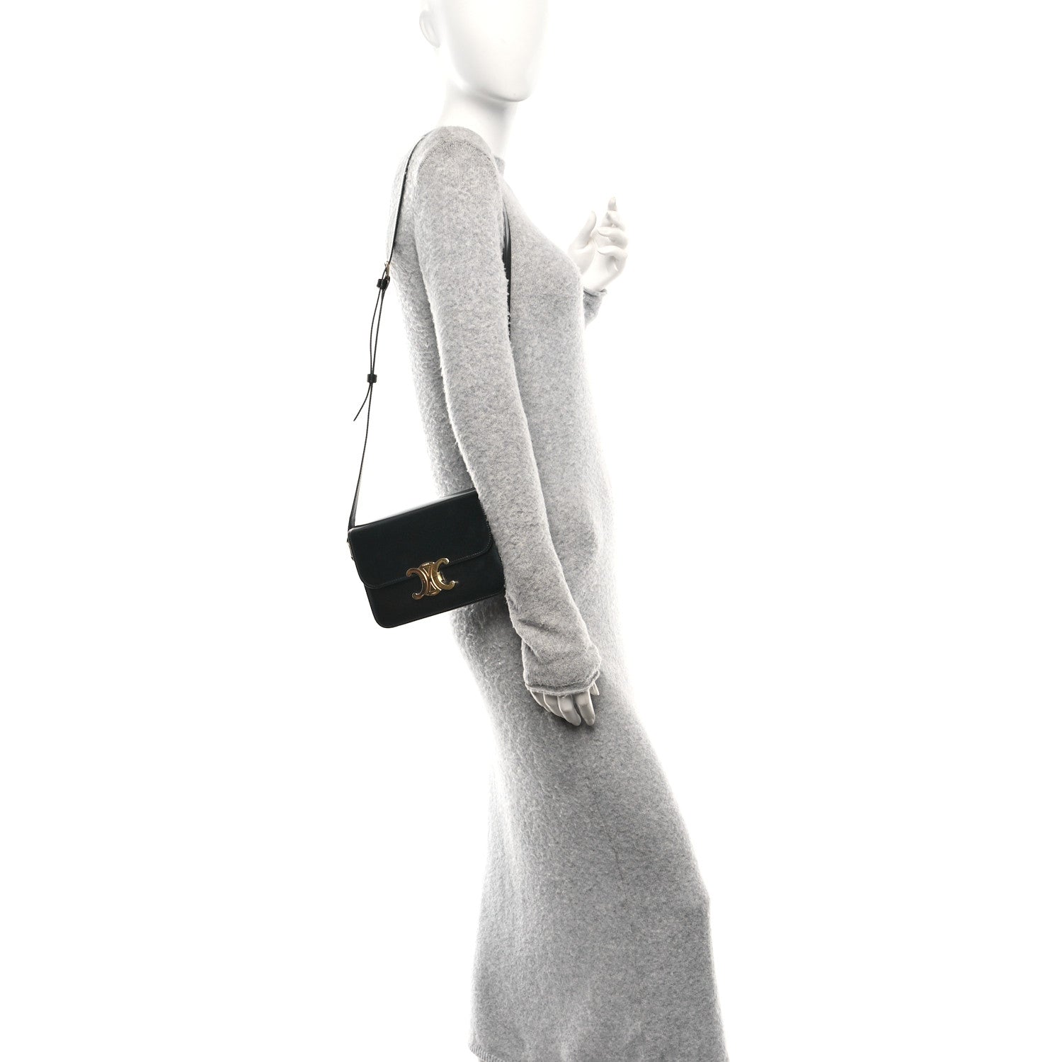 Celine Shiny Calfskin Teen Triomphe Black 2 of 13