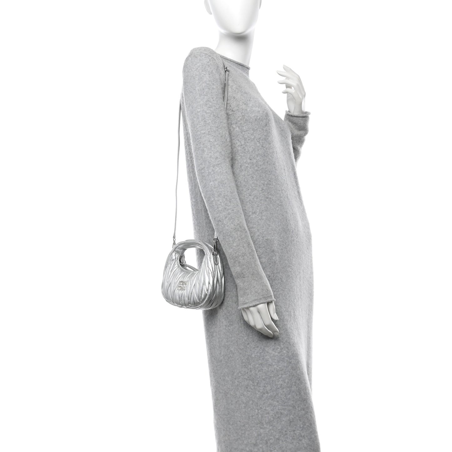 Metallic Nappa Matelasse Mini Wander Hobo Cromo