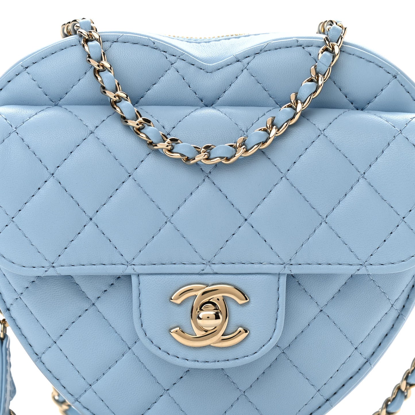 Lambskin Quilted CC In Love Heart Bag Light Blue