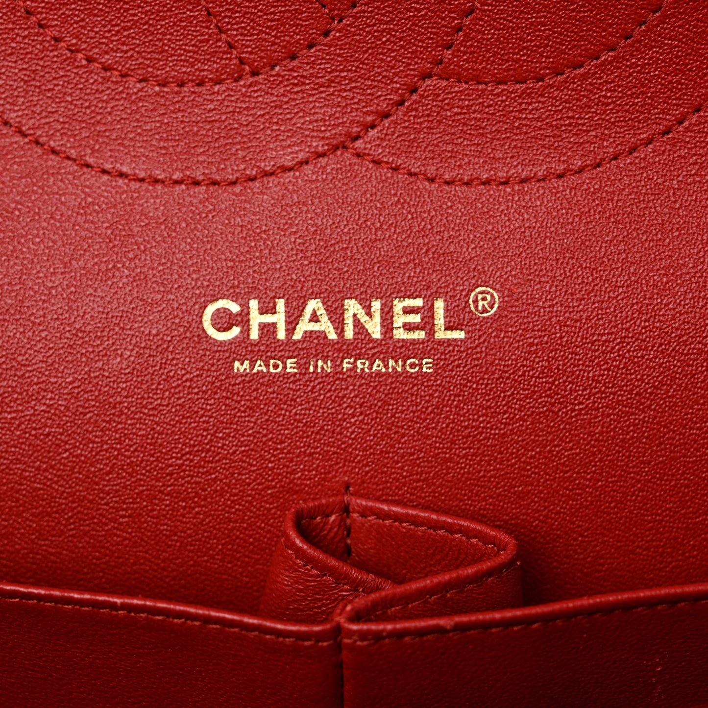 Lambskin Quilted Jumbo Double Flap Red