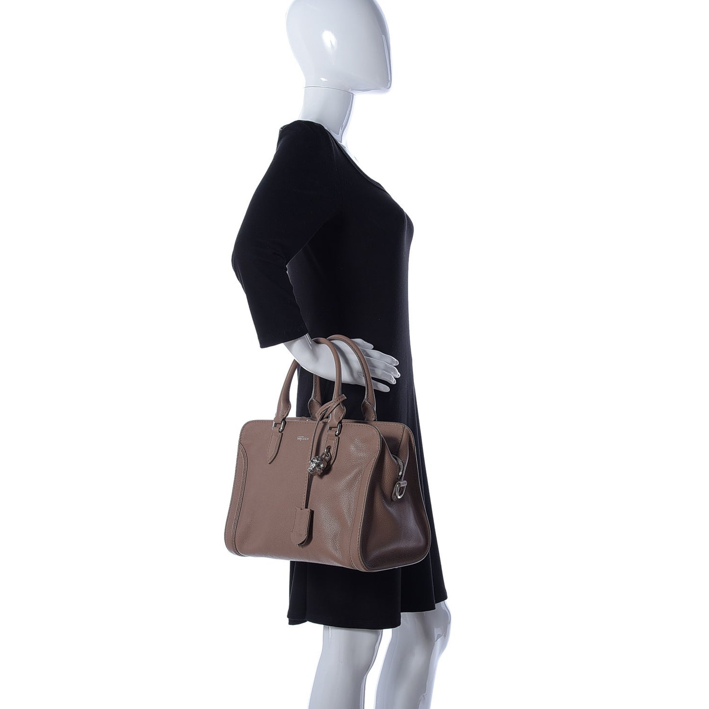 Pebbled Calfskin Small Skull Padlock Zip Around Tote Coco