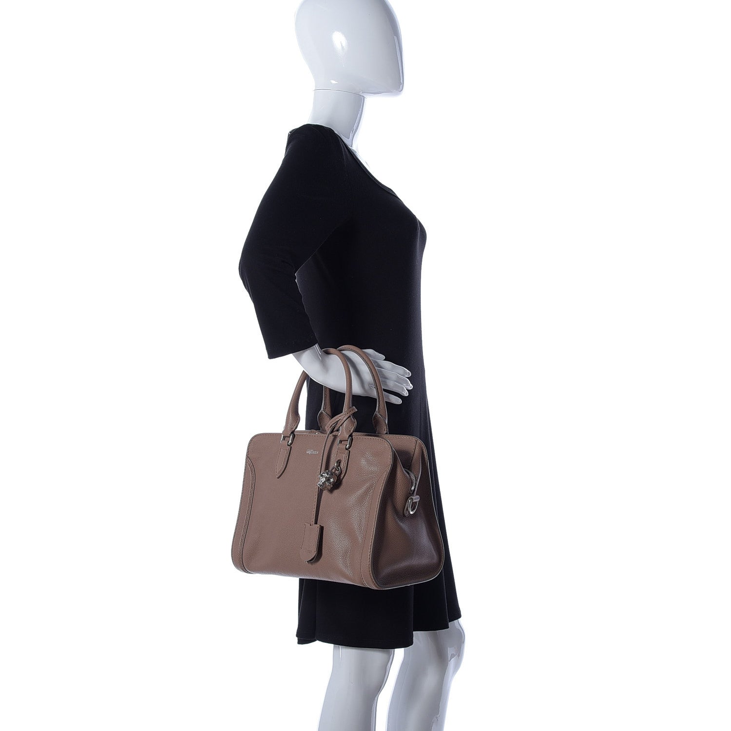 Alexander McQueen Pebbled Calfskin Small Skull Padlock Zip Around Tote Coco 3 of 10