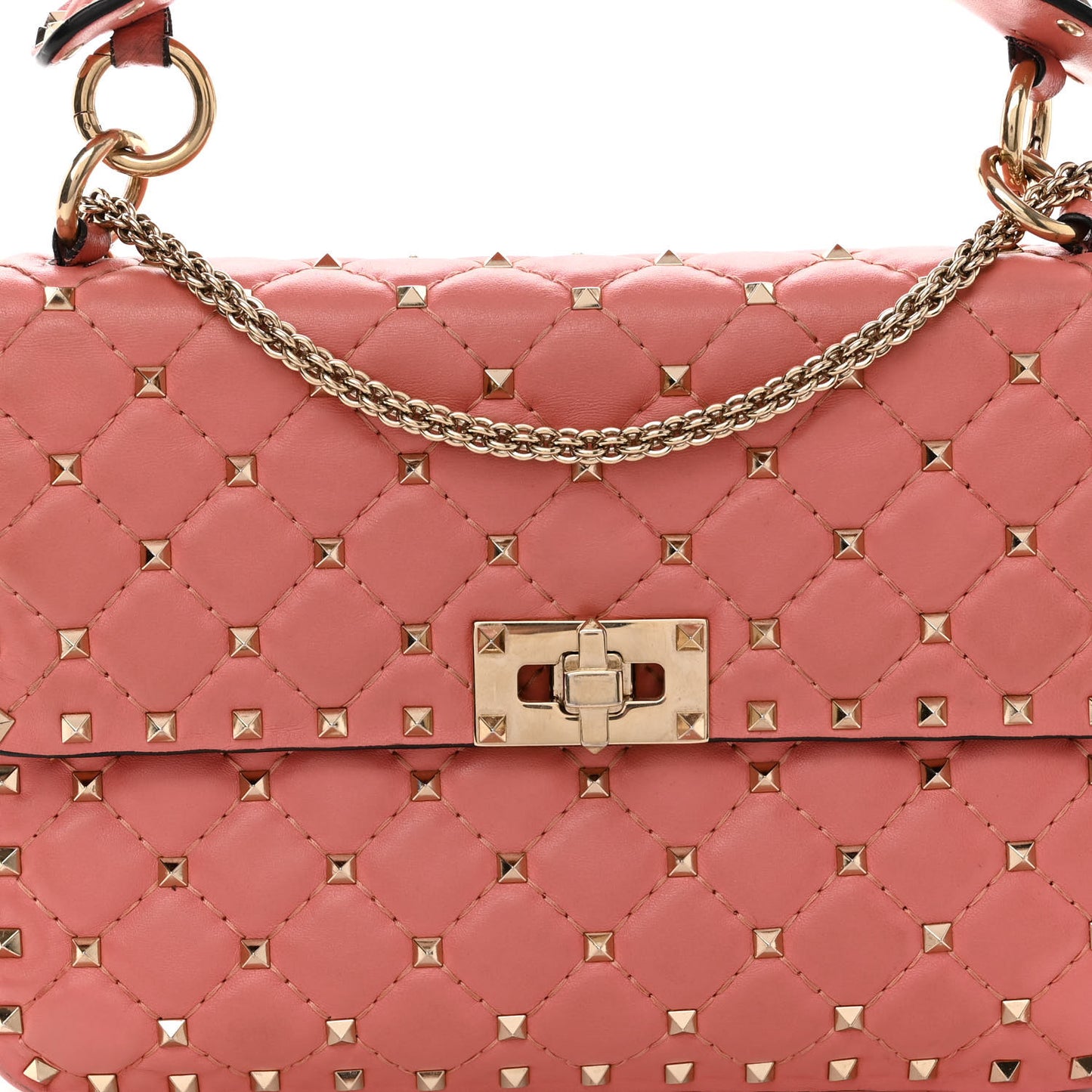 Nappa Medium Rockstud Spike Shoulder Bag Paradise Rose
