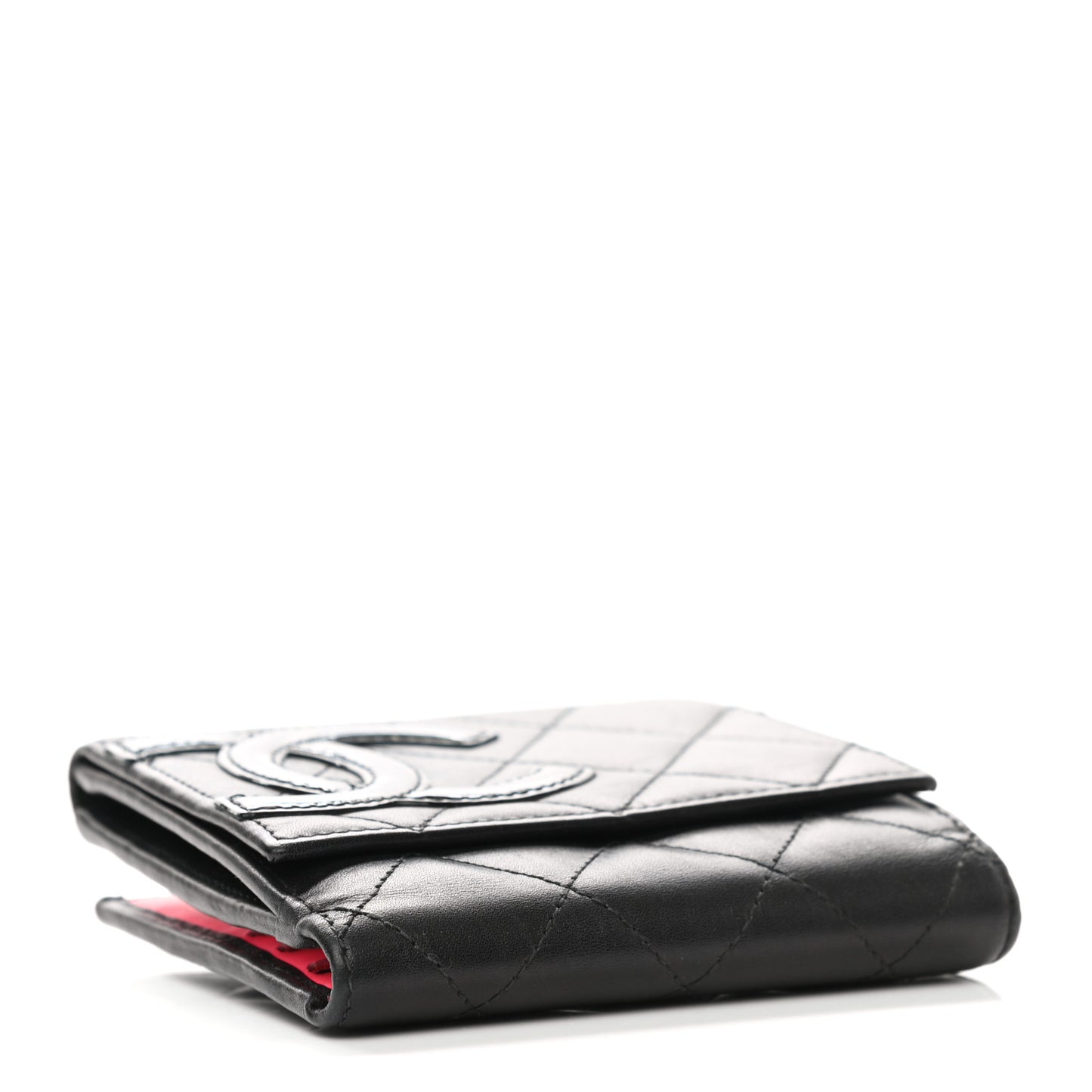 Calfskin Quilted Cambon Business Card Holder Black