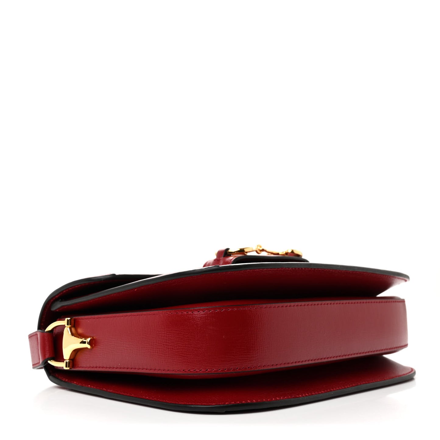 GG Supreme Monogram Azalea Calfskin Horsebit 1955 Shoulder Bag Beige Ebony New Cherry Red