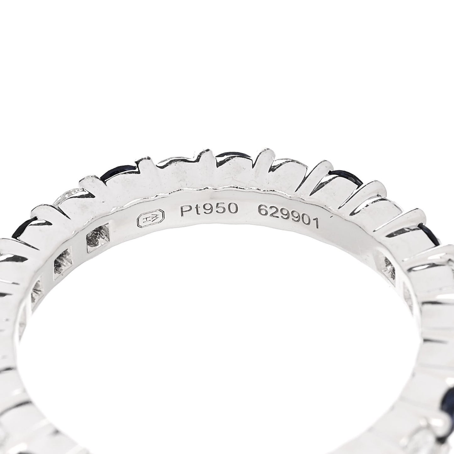 Platinum Diamond Blue Sapphire Eternity Wedding Band Ring 53 6.5