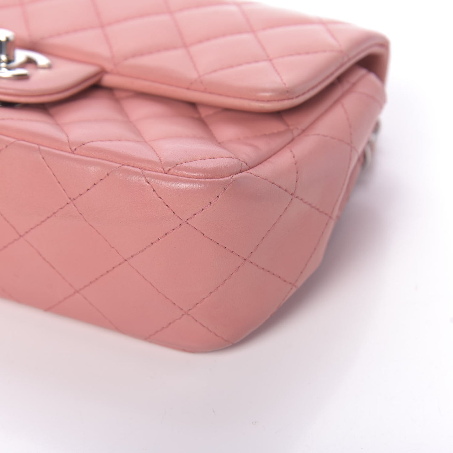Lambskin Quilted Mini Rectangular Flap Pink