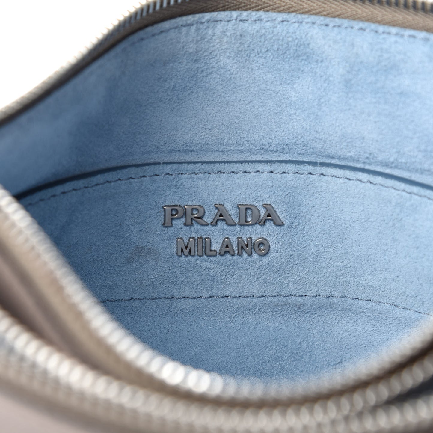 Glace Calf Etiquette Double Zip Crossbody Bag Pomice Astrale