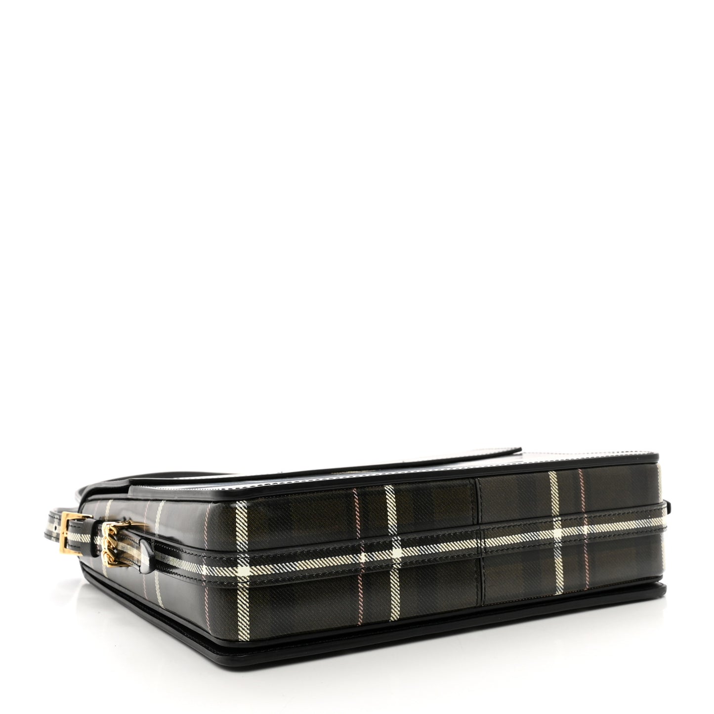 Calfskin Tartan Print Large Grace Bag Dark Green