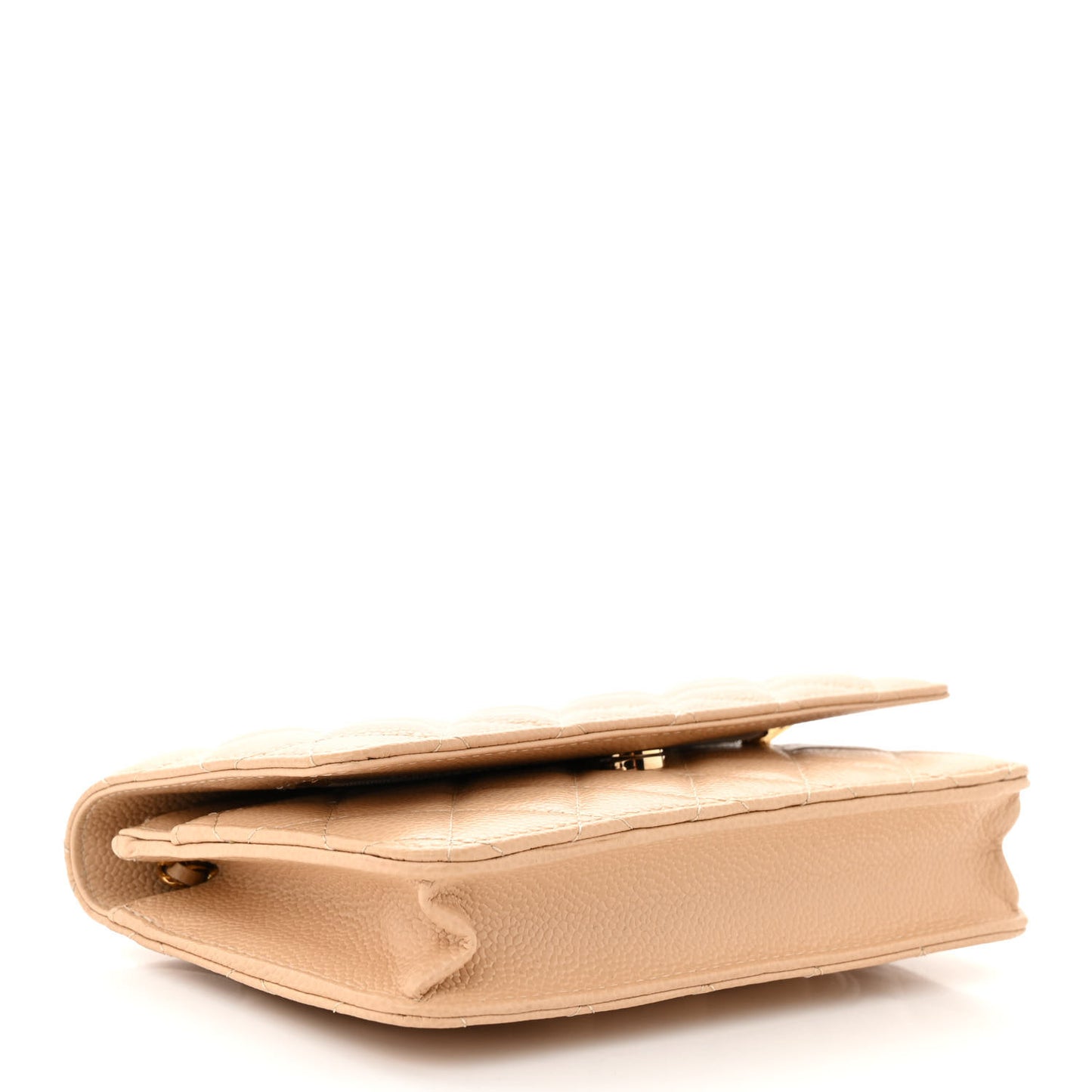 Caviar Quilted Wallet on Chain WOC Beige