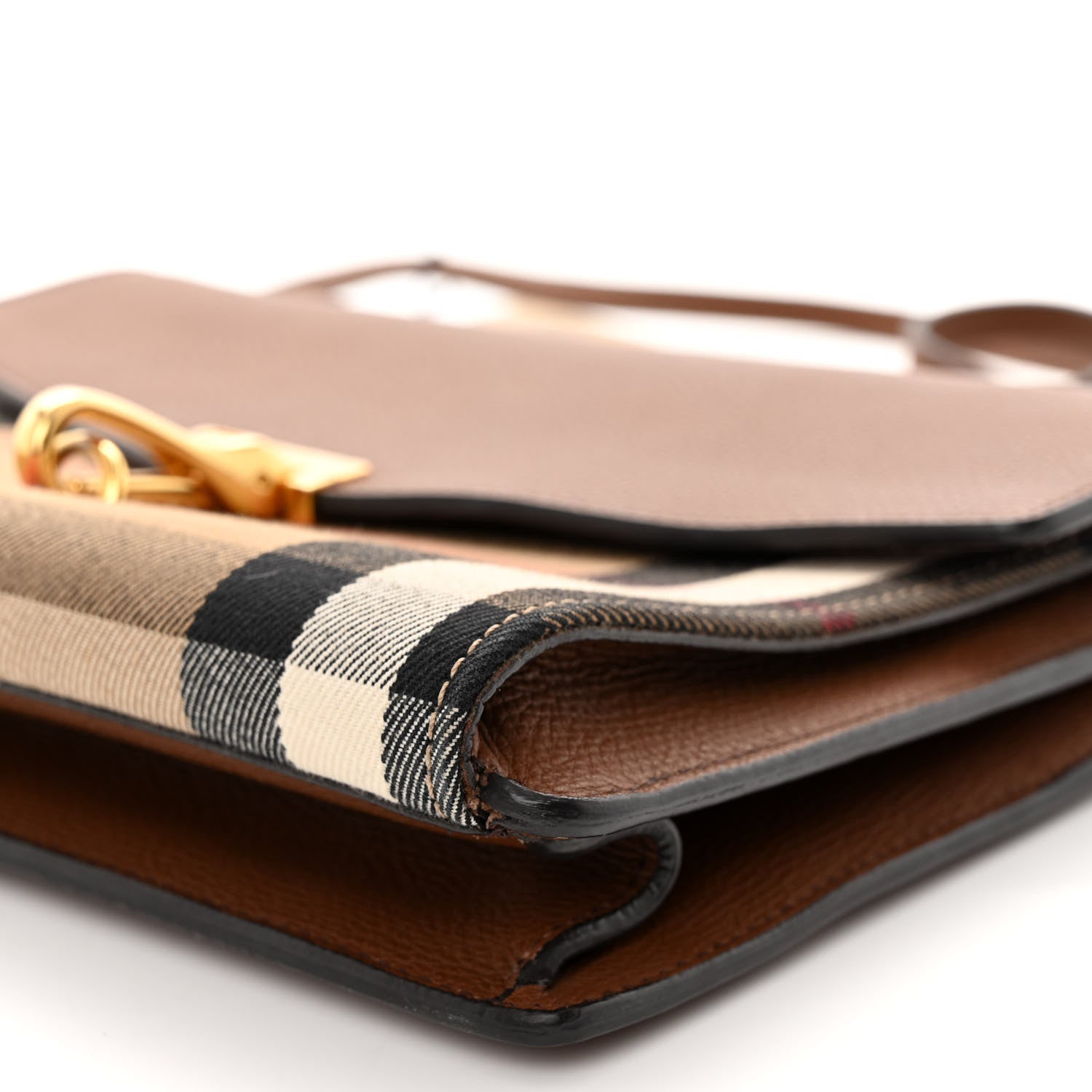 Burberry Derby Calfskin House Check Small Macken Crossbody Bag Tan 9 of 9