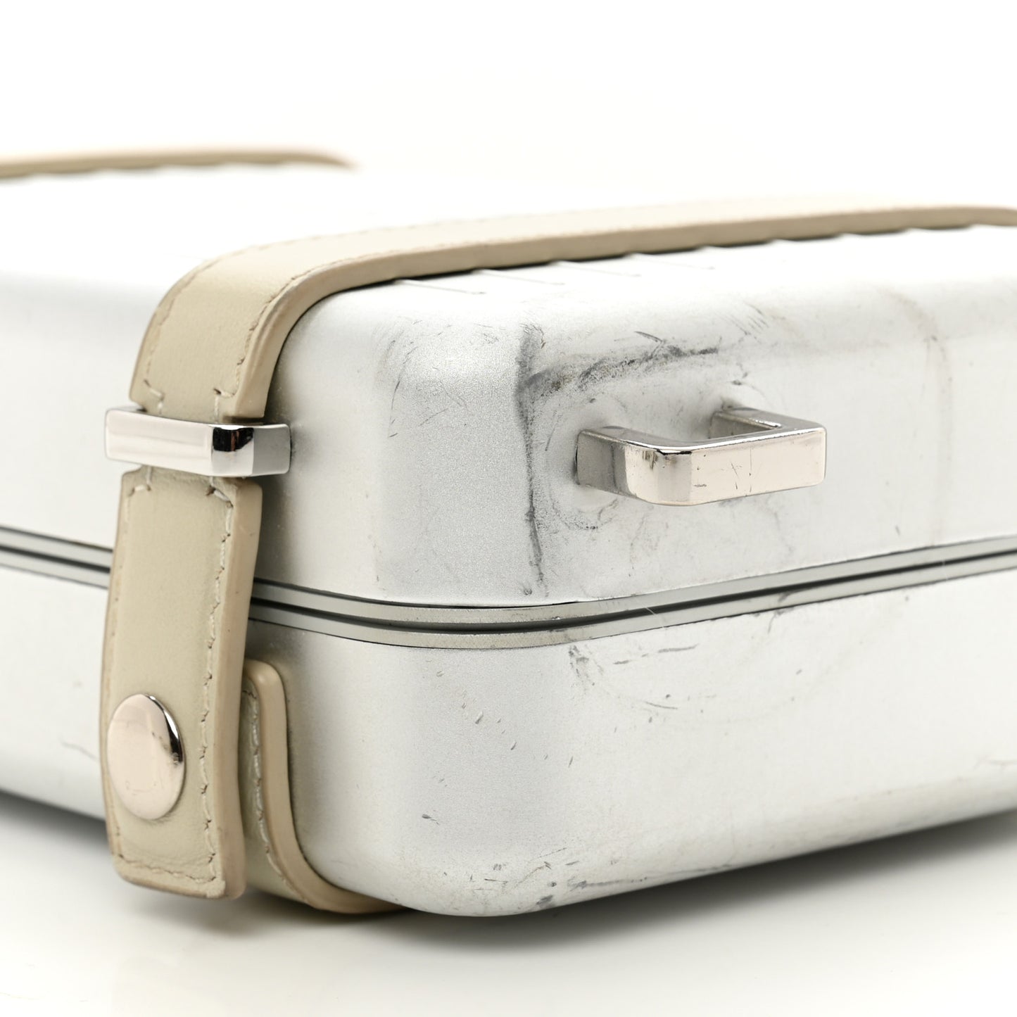 X RIMOWA Aluminum Personal Clutch On Strap Silver