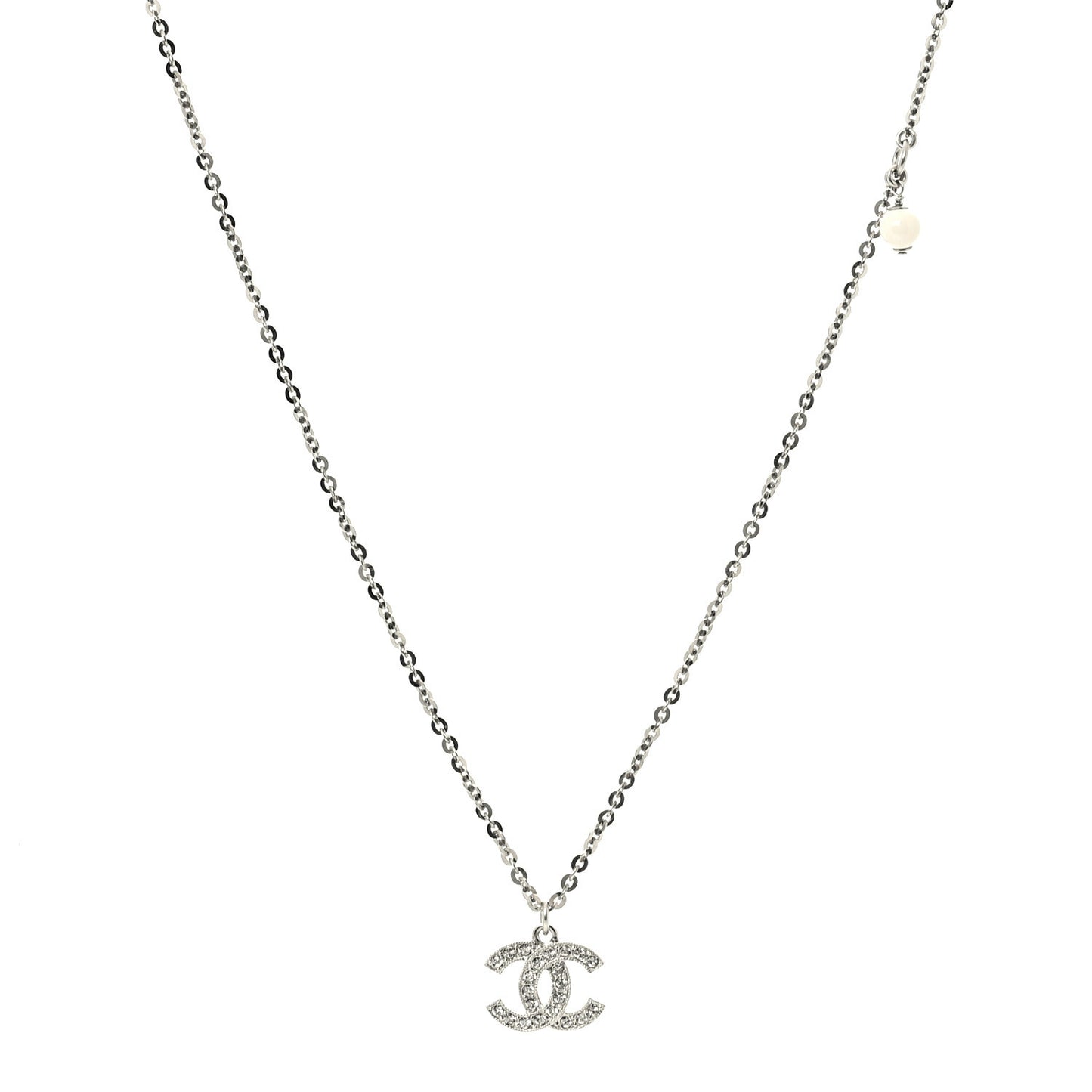 Crystal CC Pendant Necklace Silver