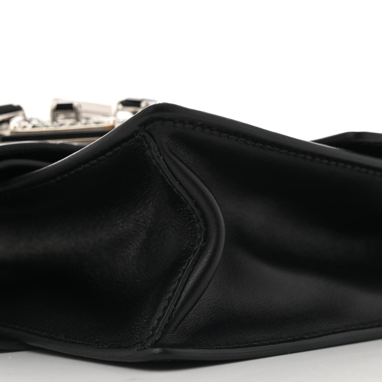 City Calf Cocco Crystal Embellished Ribbon Bag Black