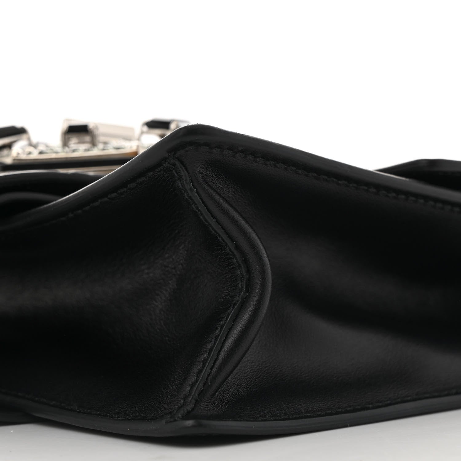 Prada City Calf Cocco Crystal Embellished Ribbon Bag Black 9 of 12