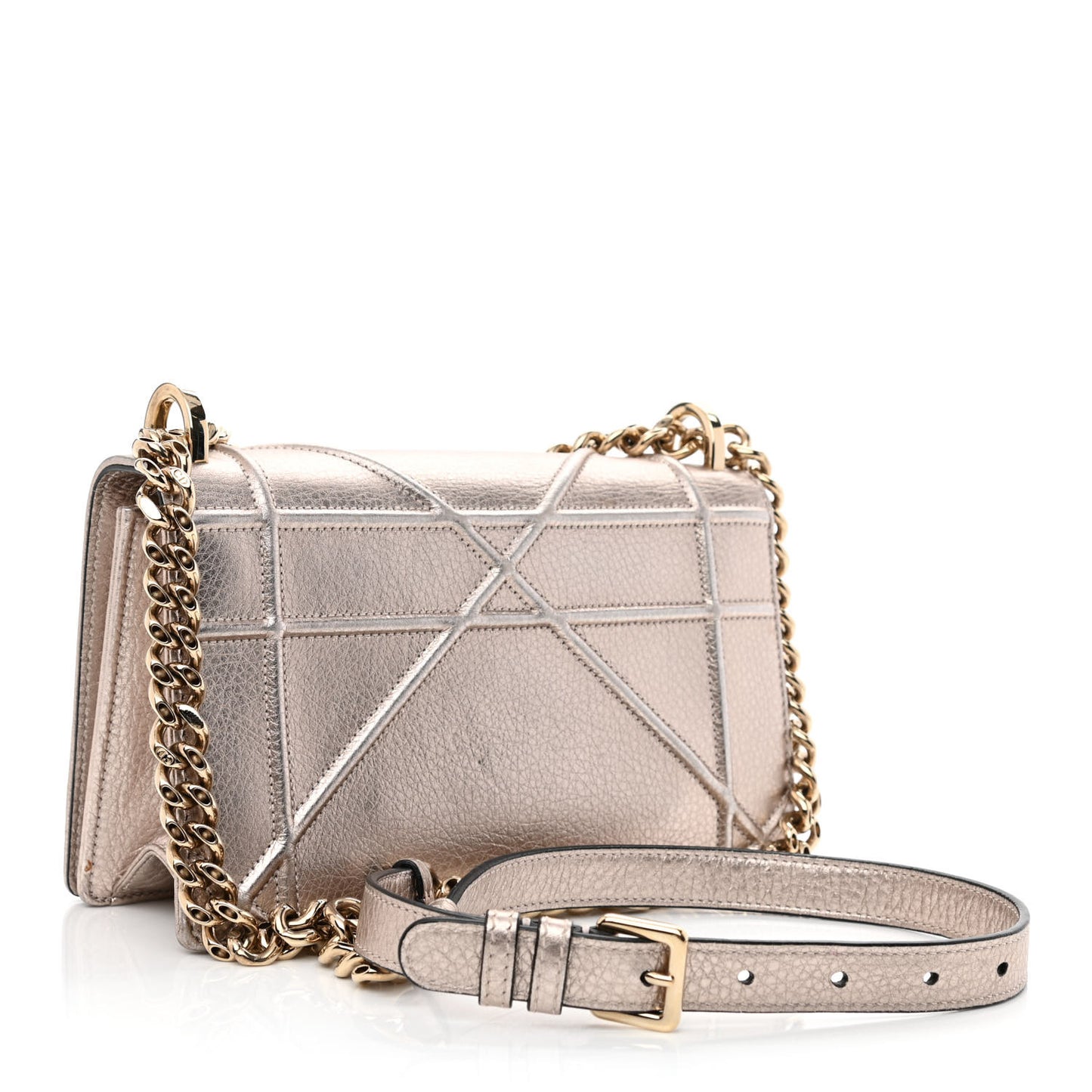Metallic Grained Calfskin Small Diorama Flap Bag Copper