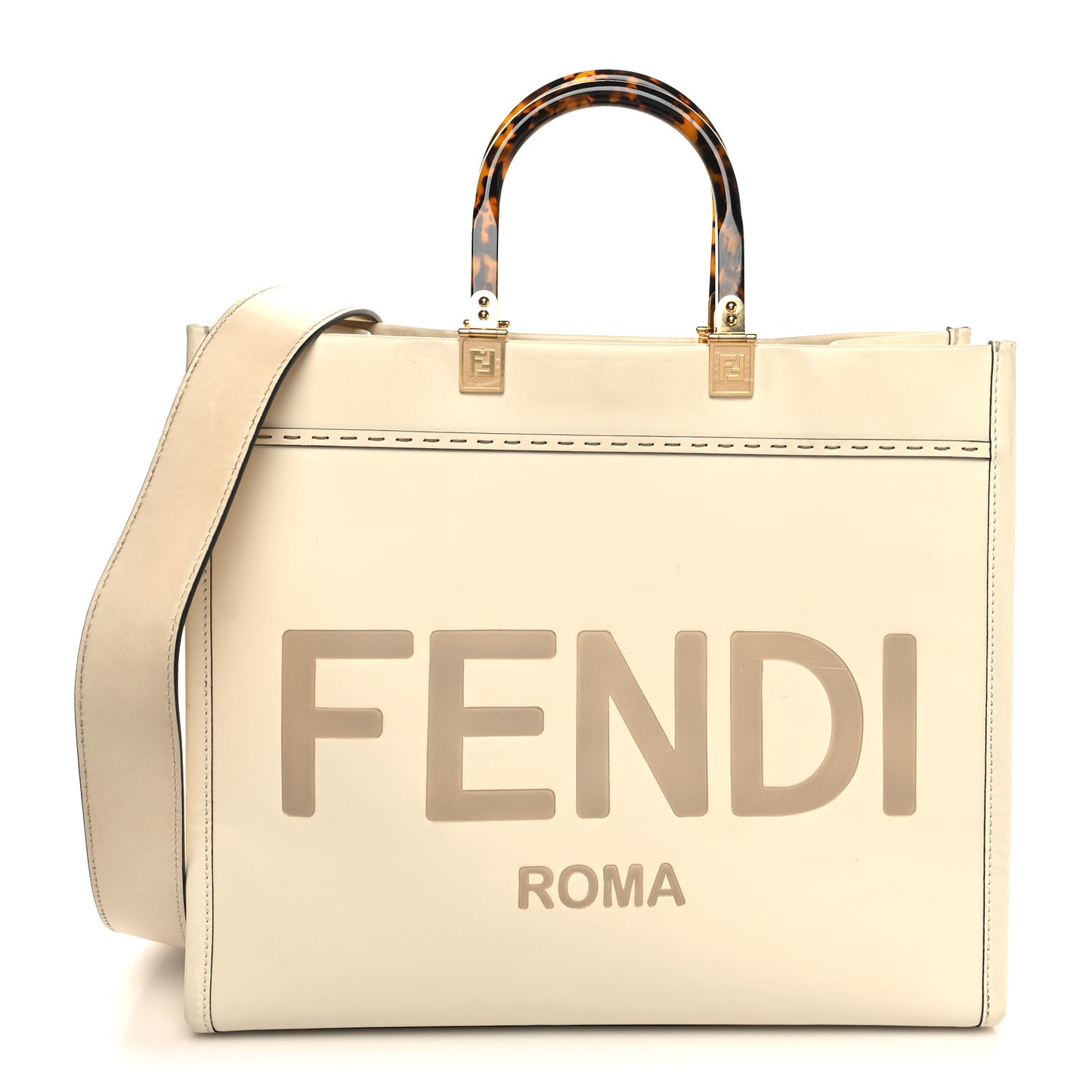 Vitello King Plexiglass Medium Fendi Sunshine Shopper Tote White Ice