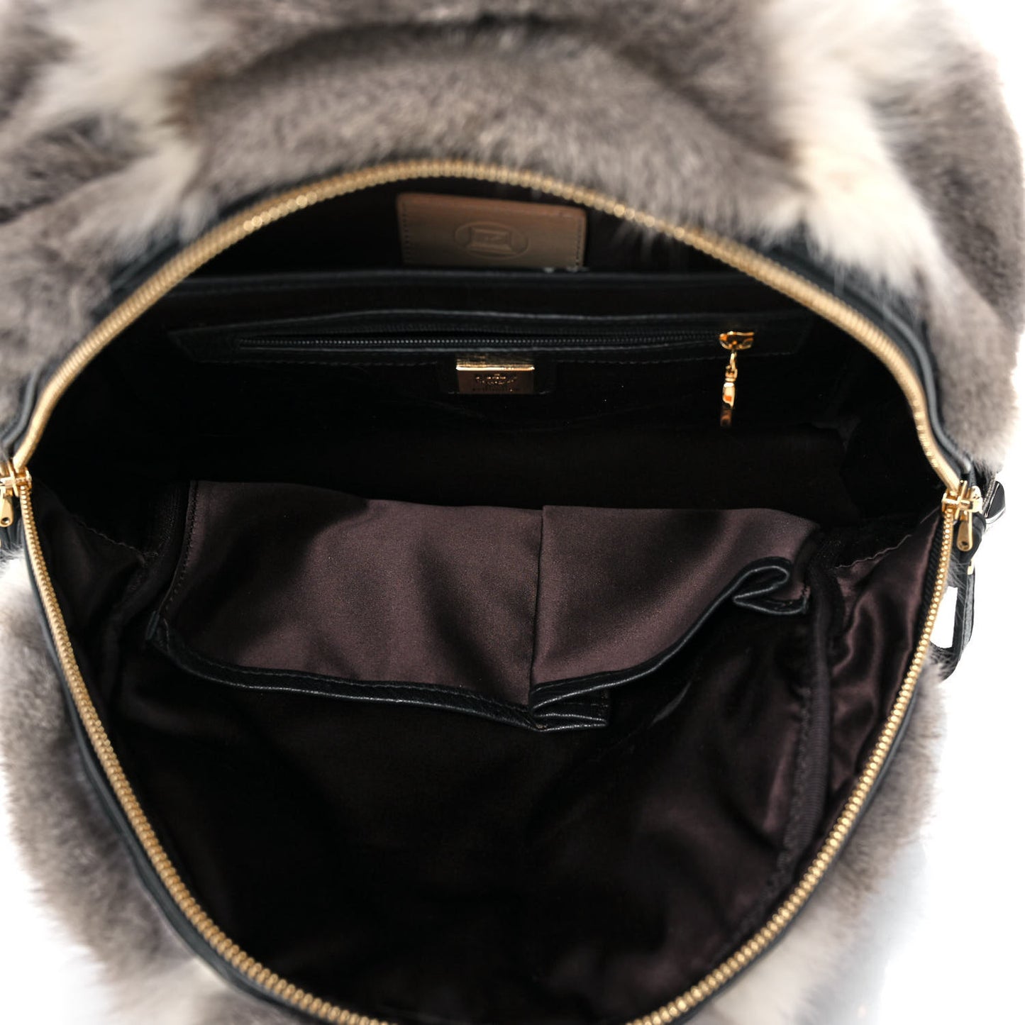 Calfskin Mink Fur Mini Backpack Grey