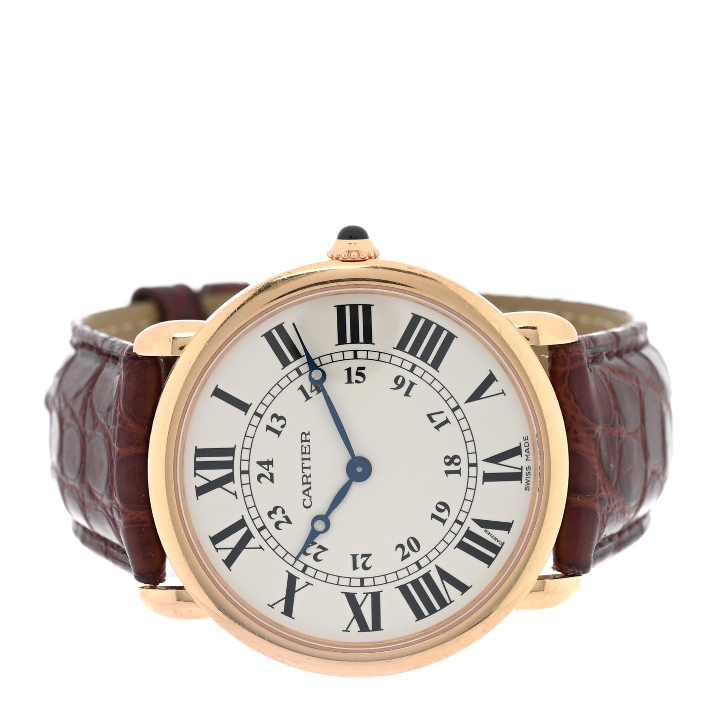 18K Pink Gold Alligator 36mm Ronde Louis Manual Winding Watch Brown