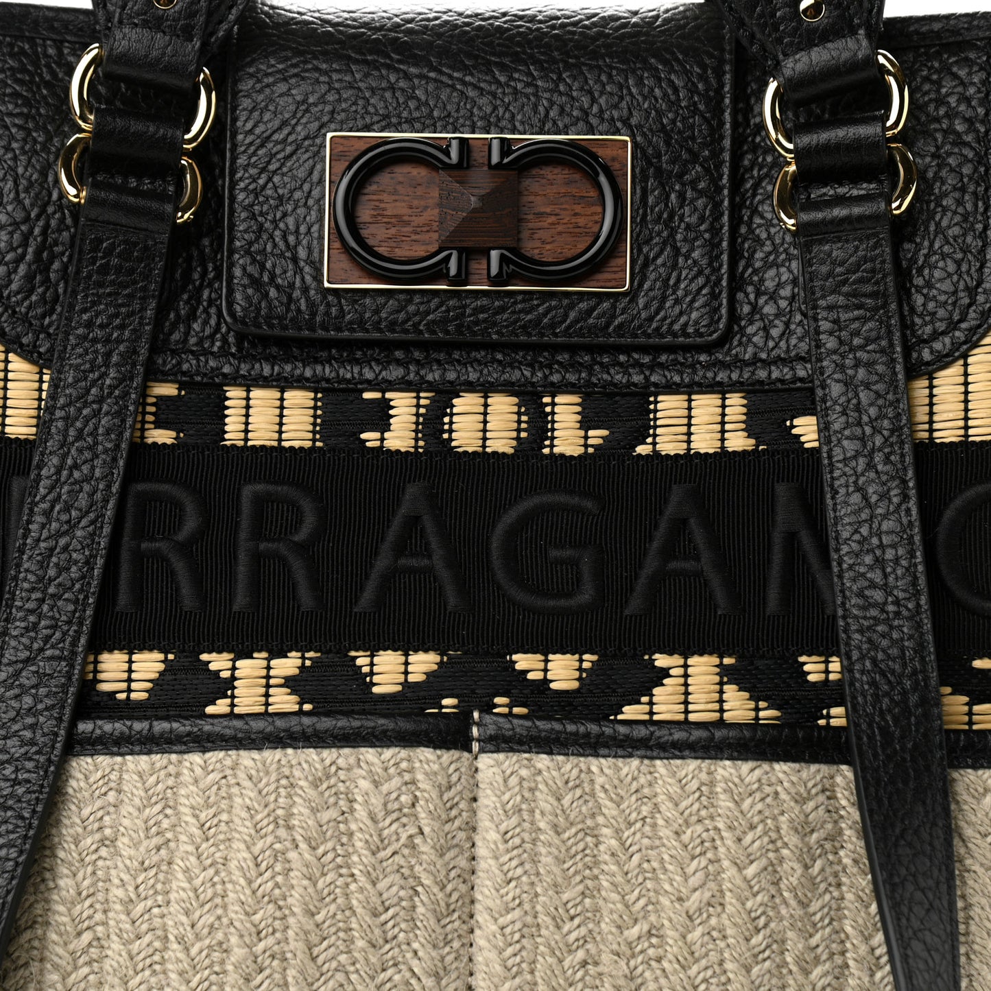 Raffia Project Safari Iconic Tote Black Natural