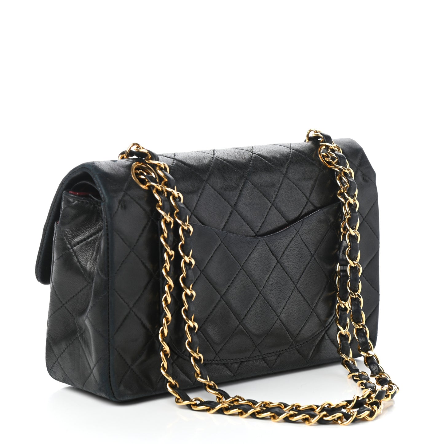 Lambskin Quilted Small Double Flap Black