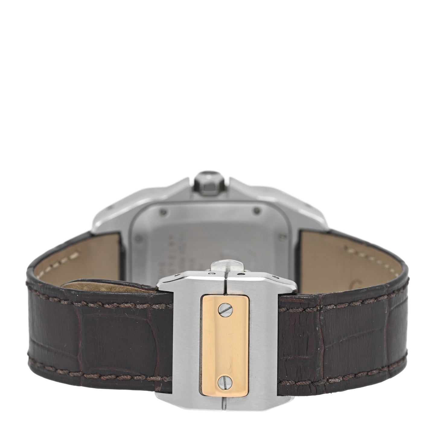 Stainless Steel 18K Yellow Gold 33mm Santos 100 Automatic Watch Brown