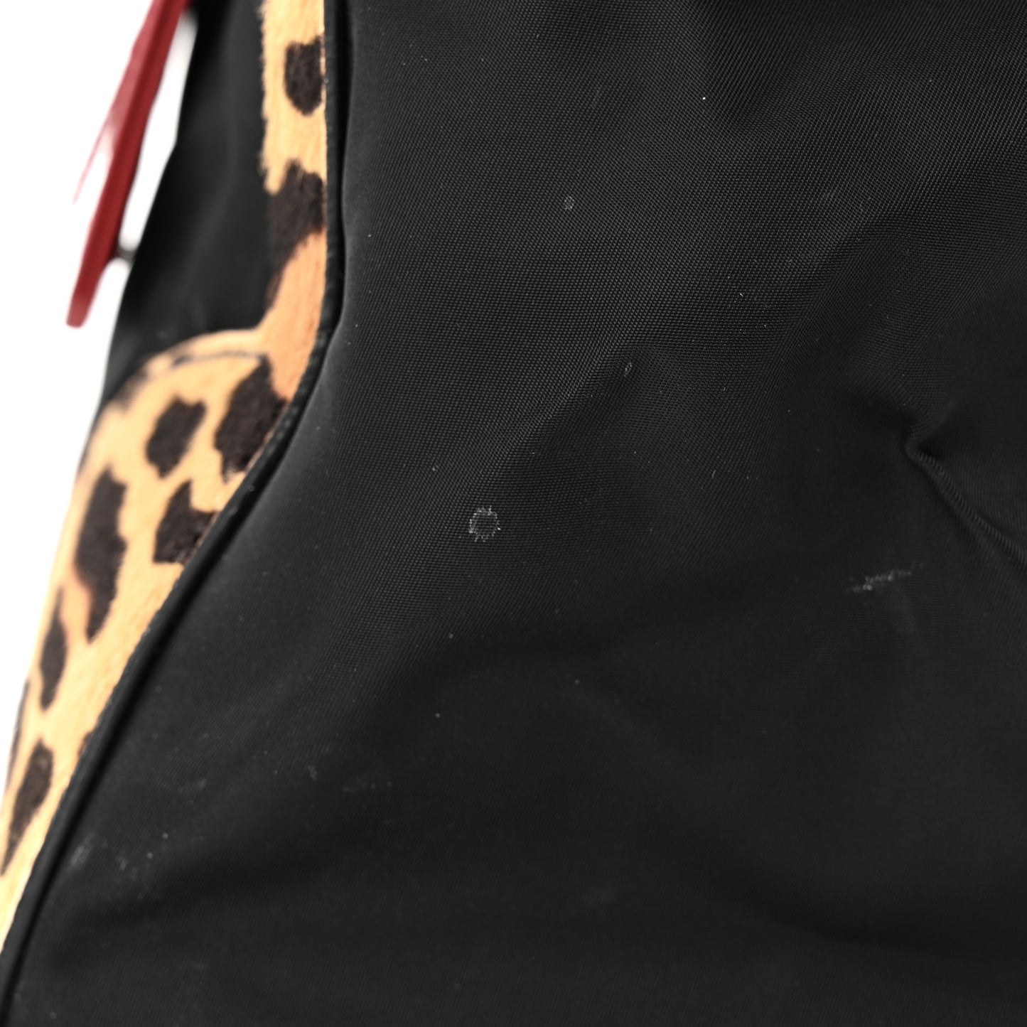 Tessuto Cavallino Ostrich Leopard Print Tote Black Miele Rosso