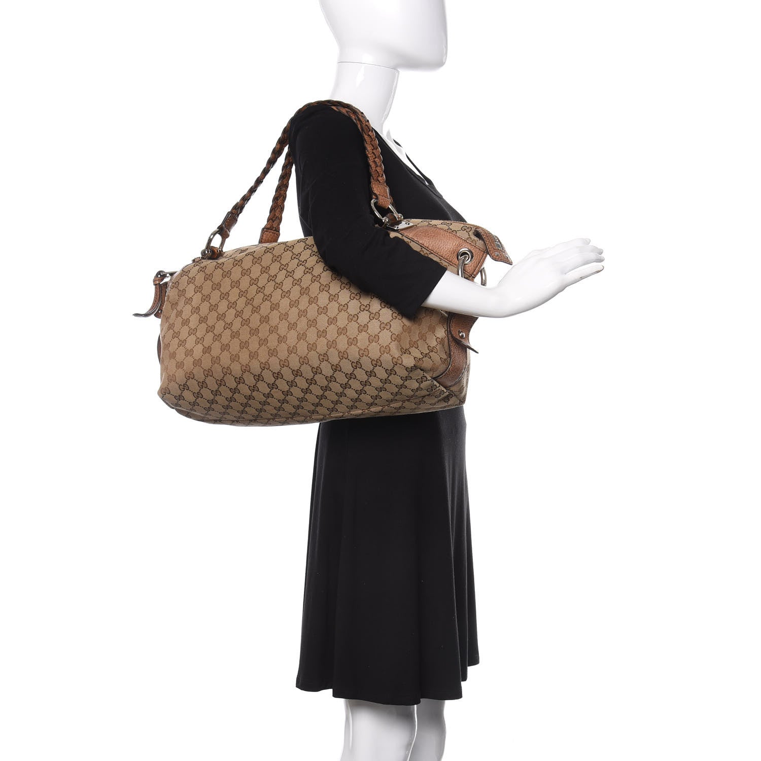 Gucci Monogram Bamboo Bar Medium Tote Brown 2 of 11
