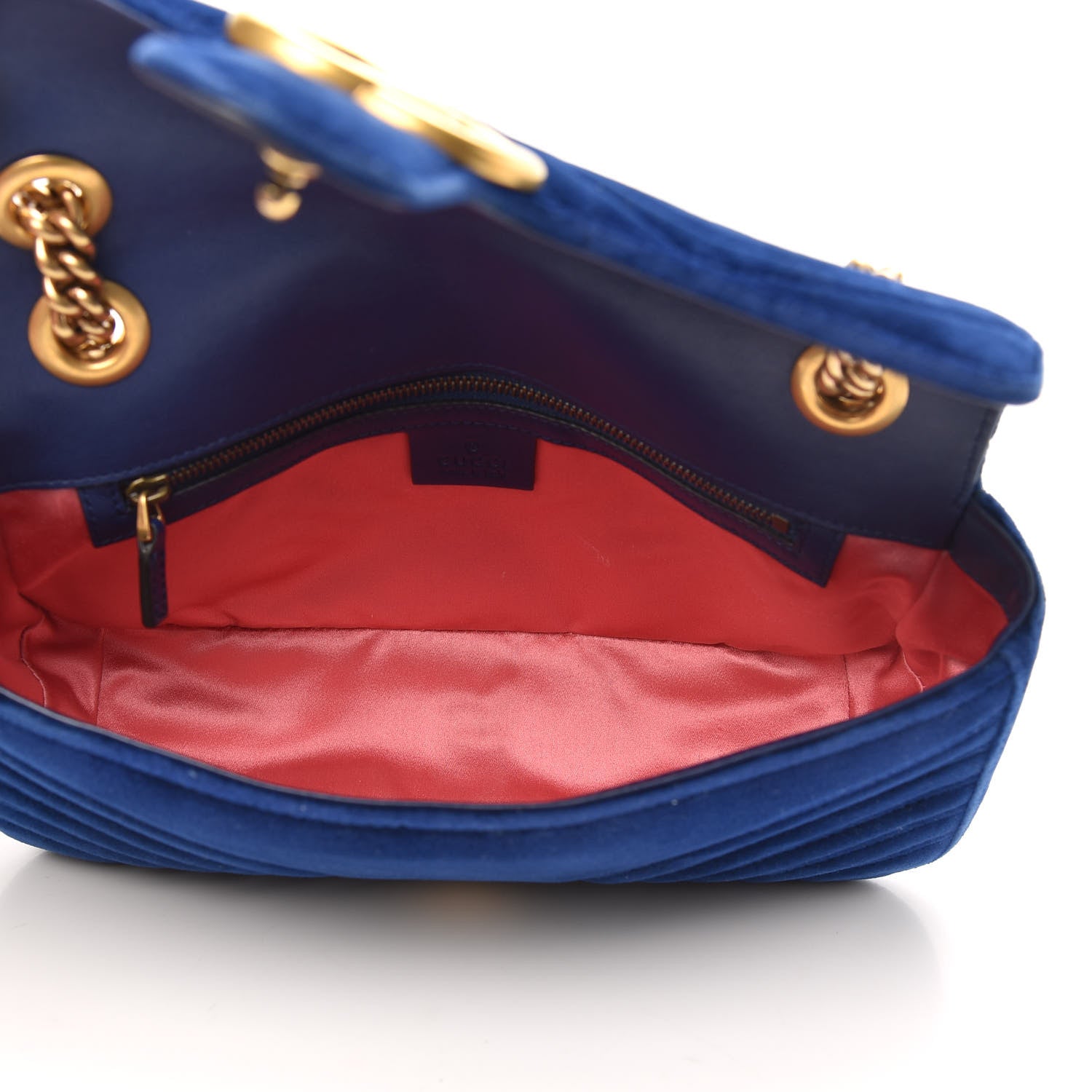 Gucci Velvet Matelasse Small GG Marmont Shoulder Bag Cobalt Blue 5 of 15
