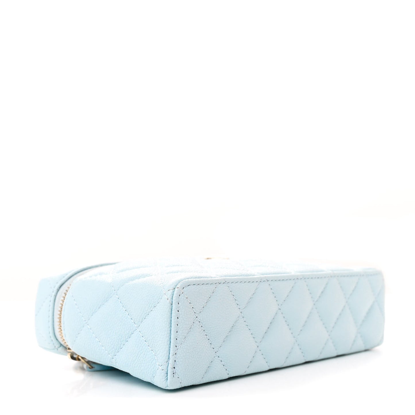 Caviar Quilted Top Handle Slim Vanity With Chain Light Blue