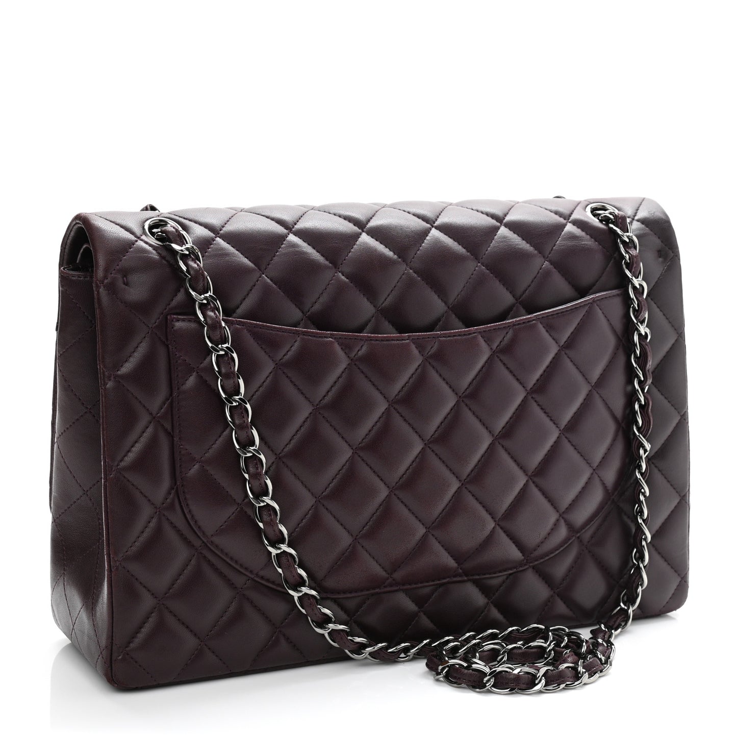 Lambskin Quilted Maxi Double Flap Purple