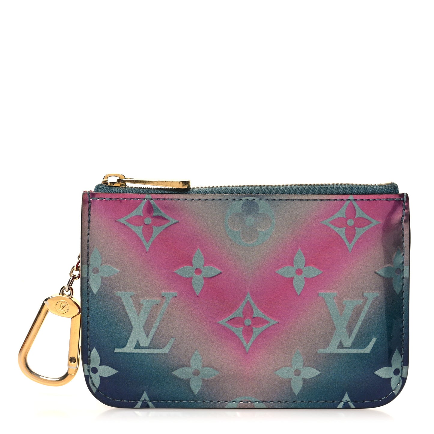 LOUIS VUITTON Metallic Vernis Degrade Key Pouch Blue Pink