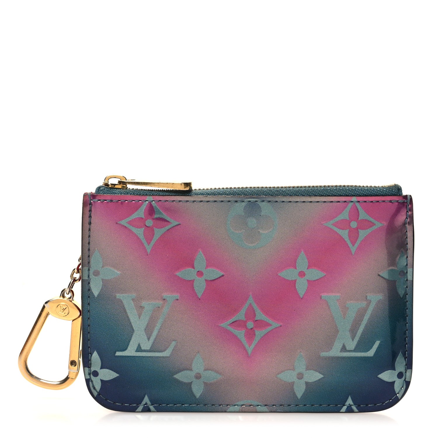Louis Vuitton LOUIS VUITTON Metallic Vernis Degrade Key Pouch Blue Pink 1 of 8