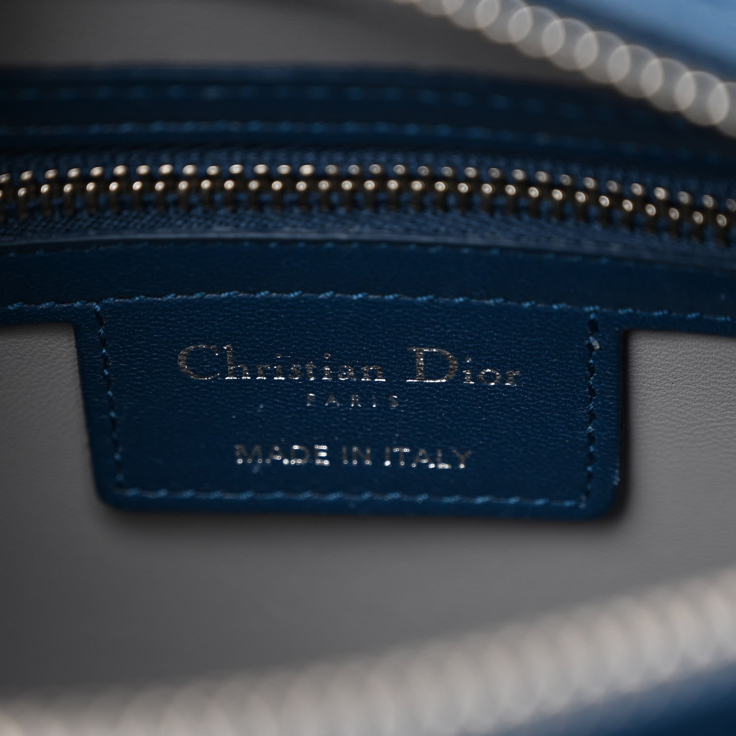 Christian Dior Lambskin Cannage Medium Lady Dior Crystal Strap Navy 6 of 9