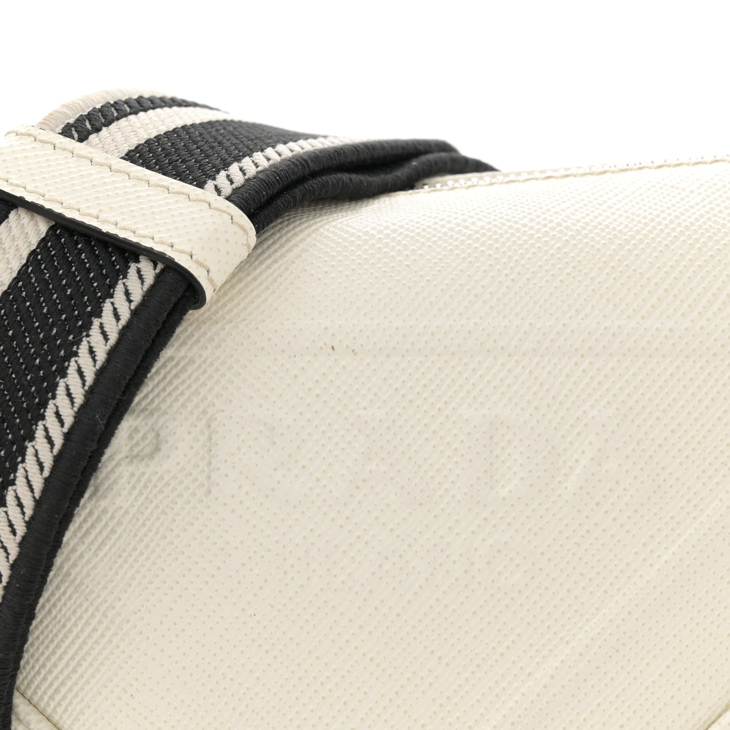 Saffiano Cuir Triangle Logo Embossed Triangle Shoulder Bag White