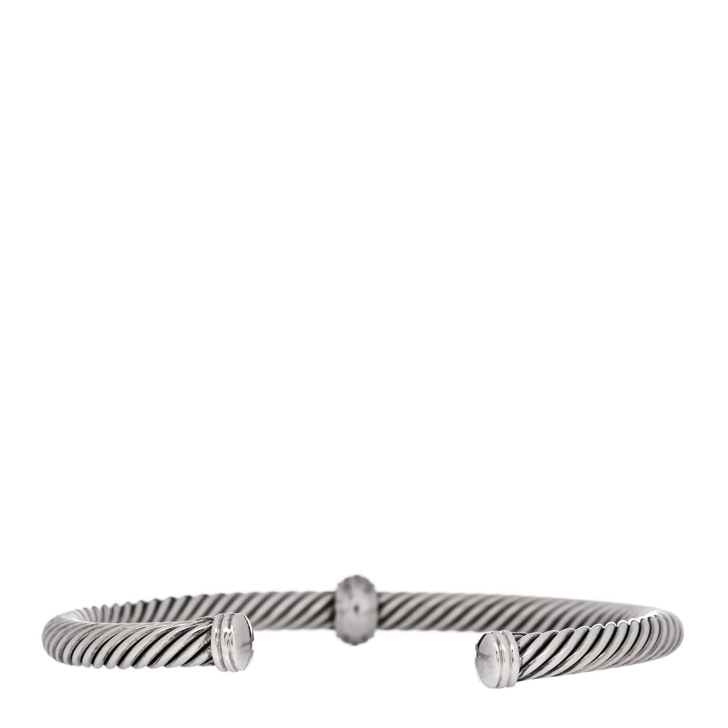 Sterling Silver 18K White Gold Diamond 5mm Cable Classics Station Bracelet
