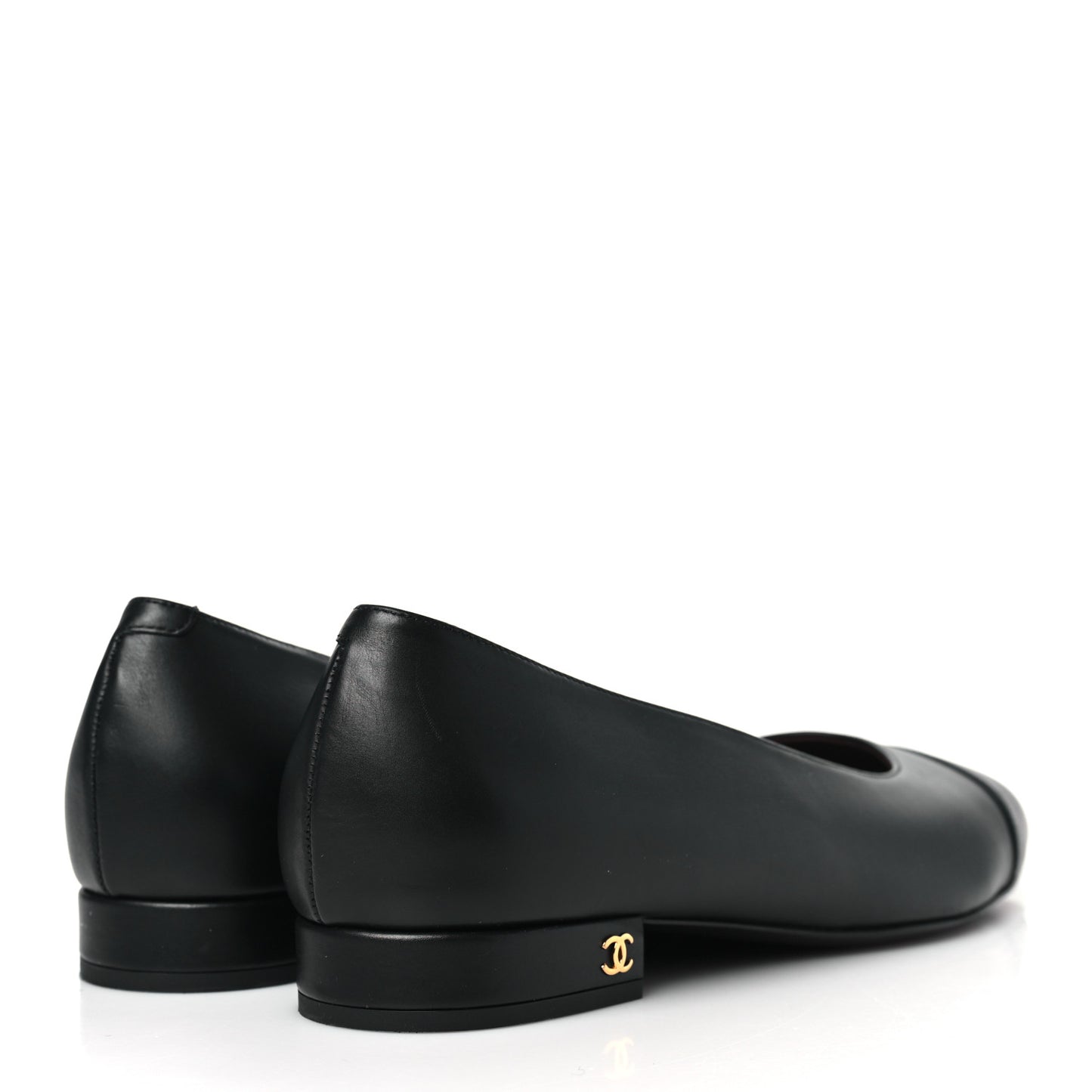 Lambskin Cap Toe CC Uniform Ballerina Flats 39 Black