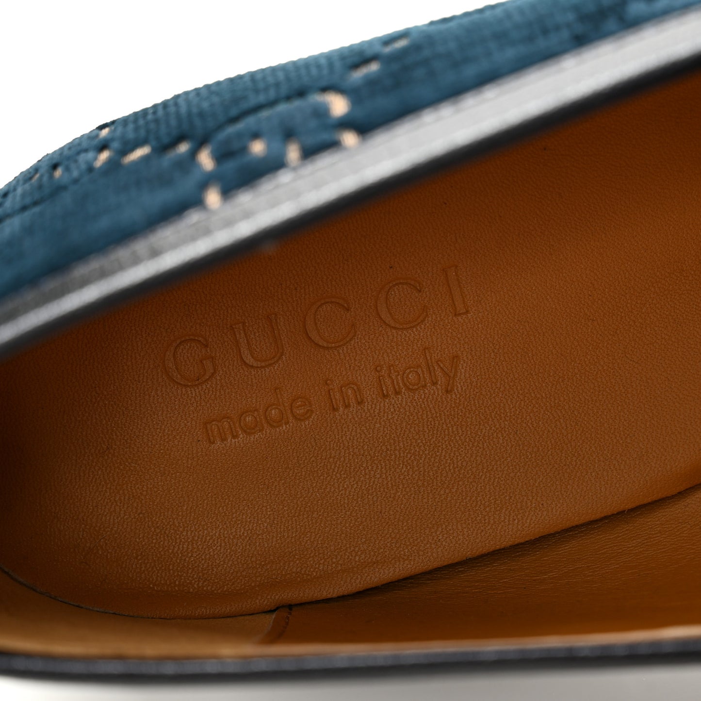 Velvet GG Monogram Horsebit Mens Jordaan Loafers 9.5 Blue Beige