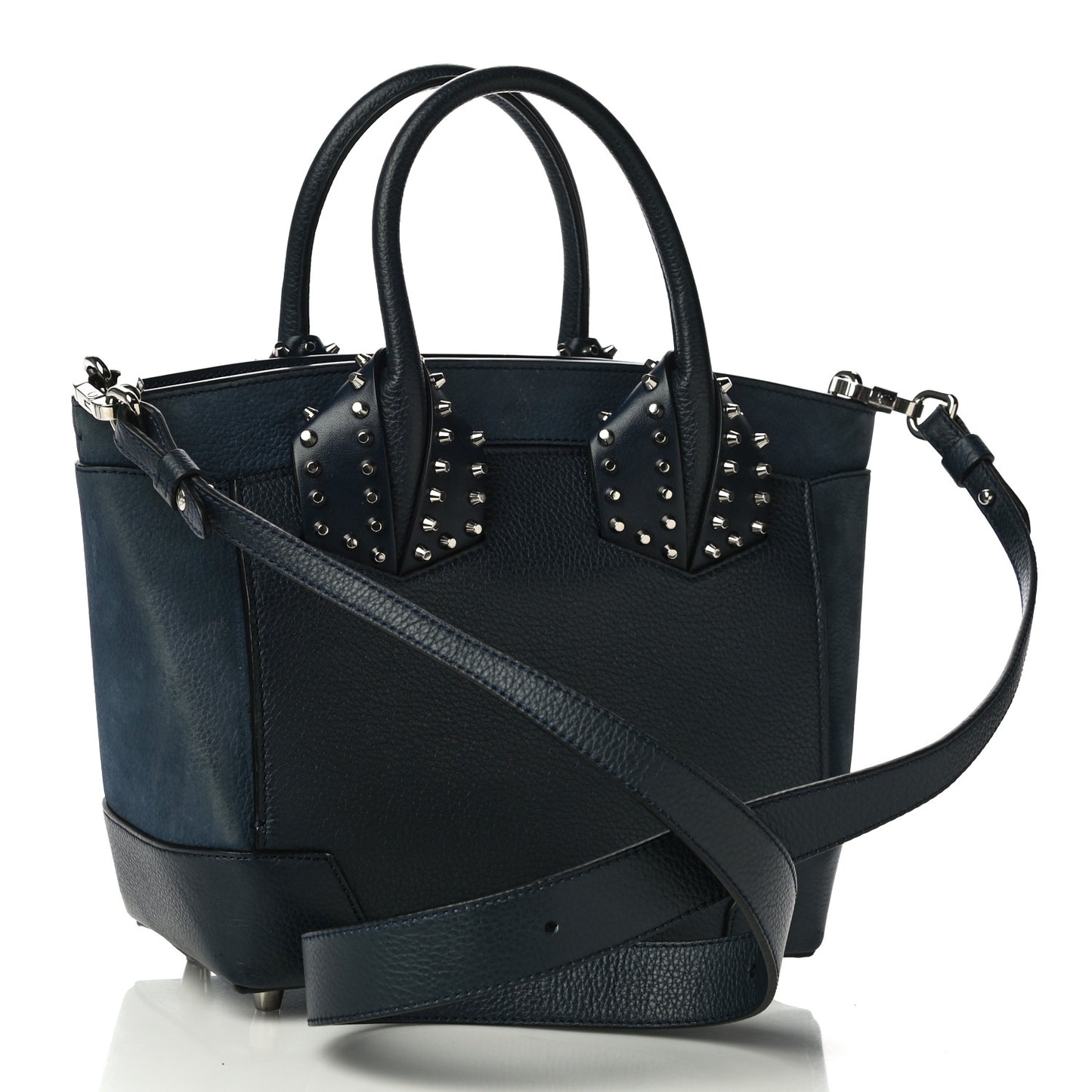 Suede Grained Calfskin Studded Small Eloise Tote Navy Blue