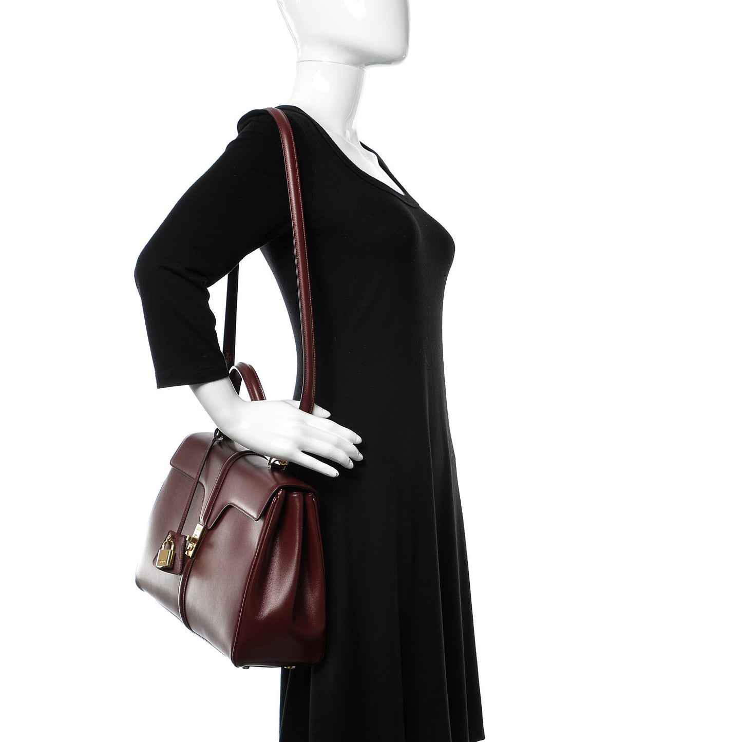 Satinated Calfskin Medium 16 Top Handle Bag Light Burgundy